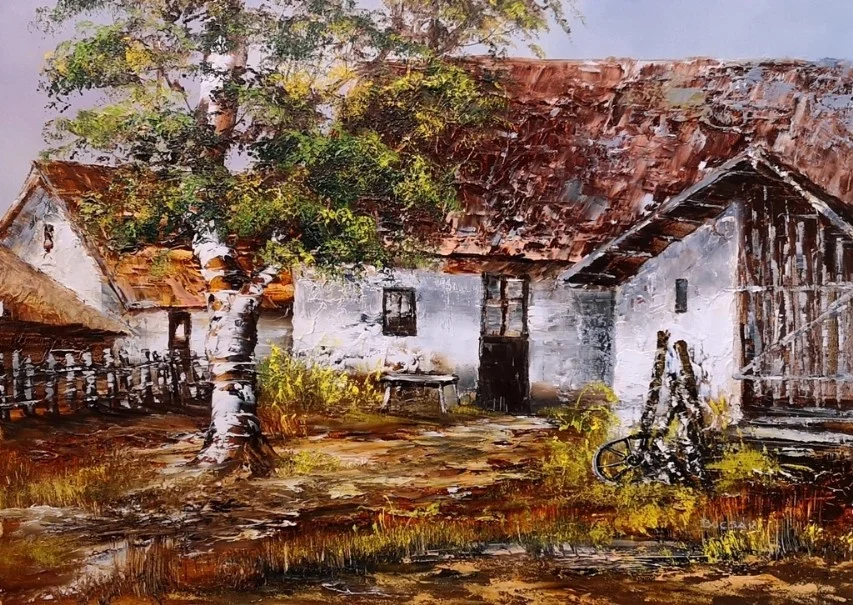 Bocsak Krisztina festőművész  Tanyaudvar 50x70 cm  olajfestmény
