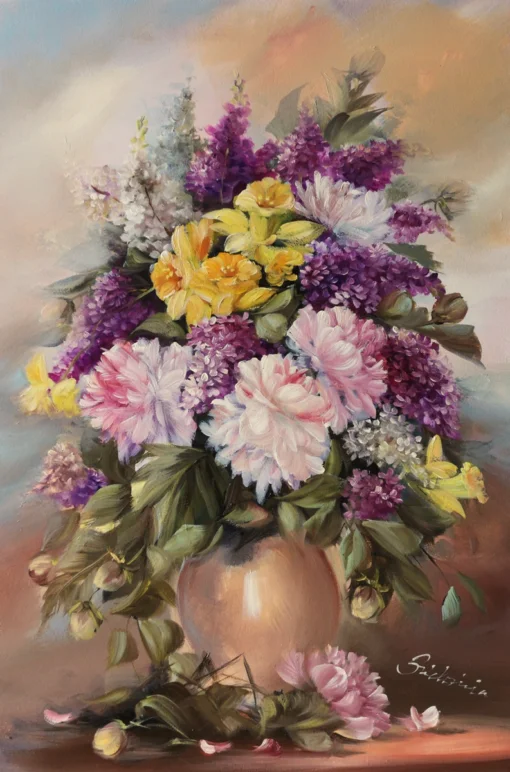 Szidónia festőművész Virágkompozíciók 11. 60x40 cm olajfestmény